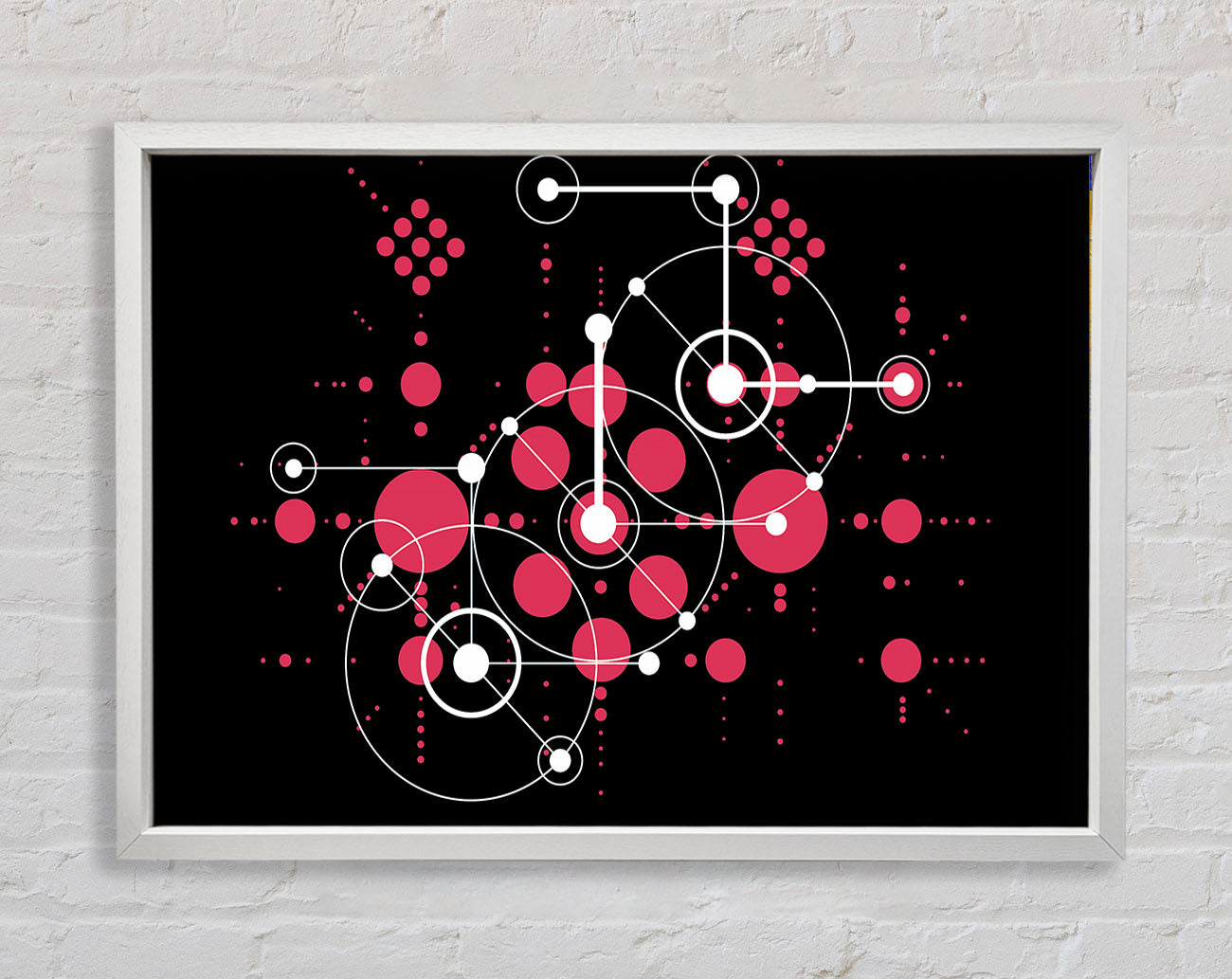 Circles Of Connections Red Framed Wall Art