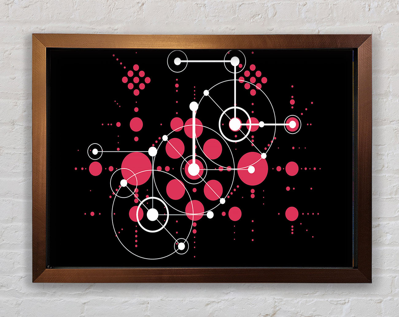 Circles Of Connections Red Framed Wall Art