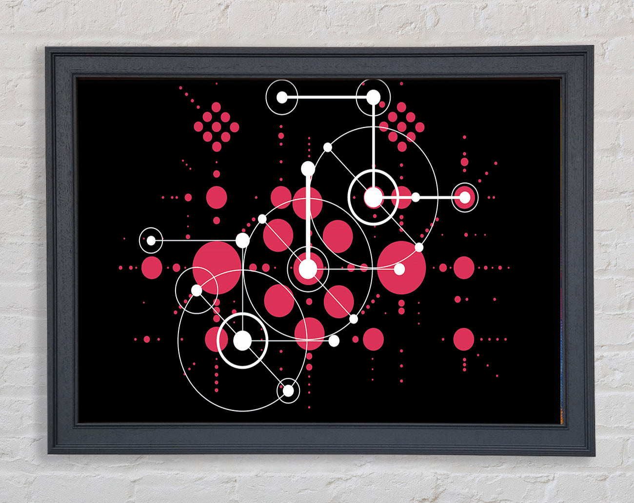 Circles Of Connections Red Framed Wall Art