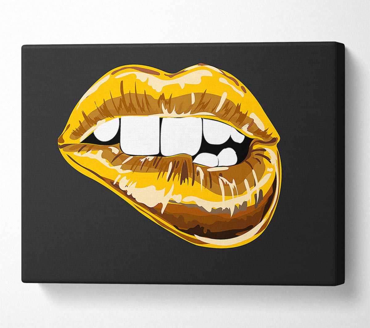 Gold Lip Bite Canvas Wall Art