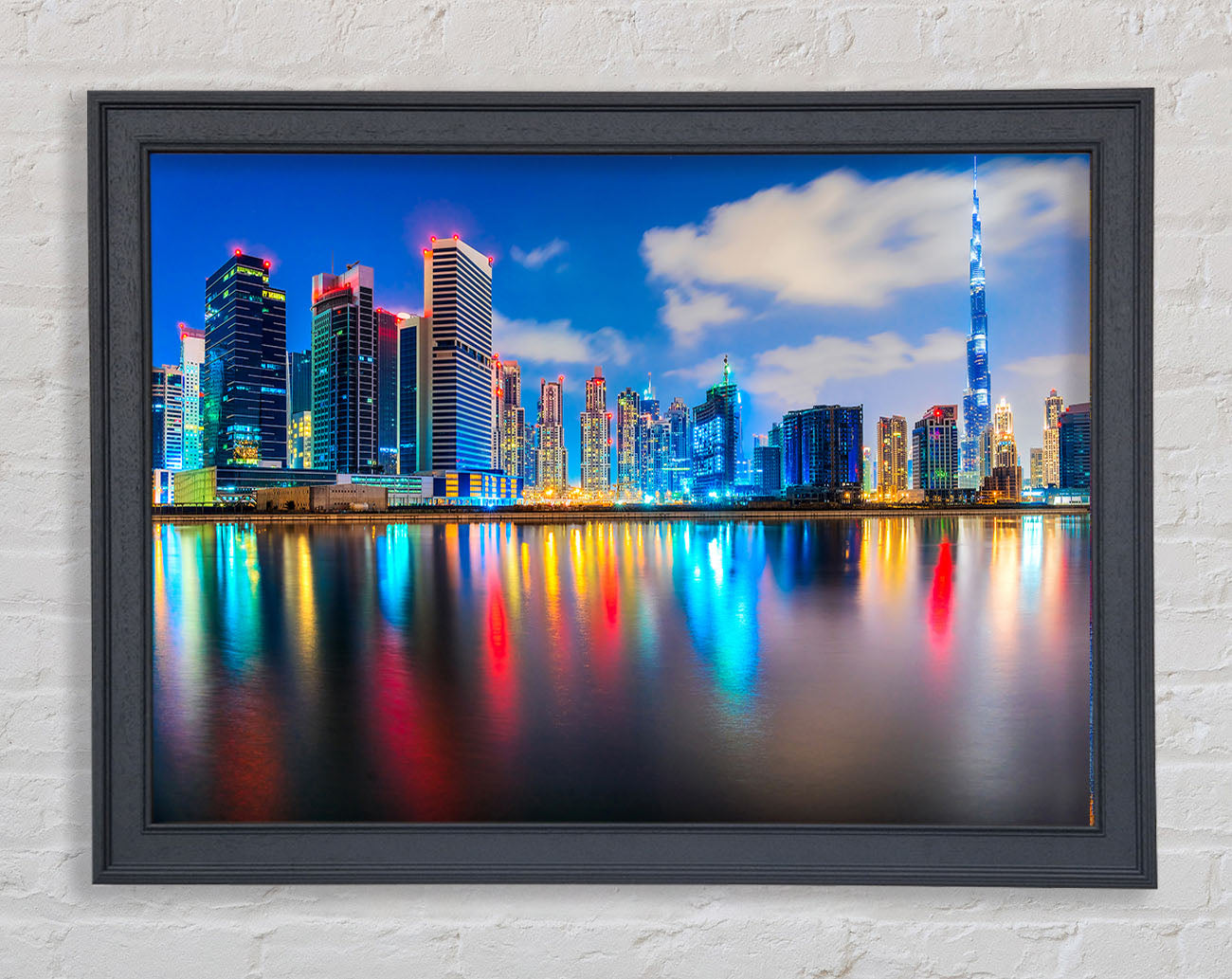 Colourful City At Night Framed Wall Art