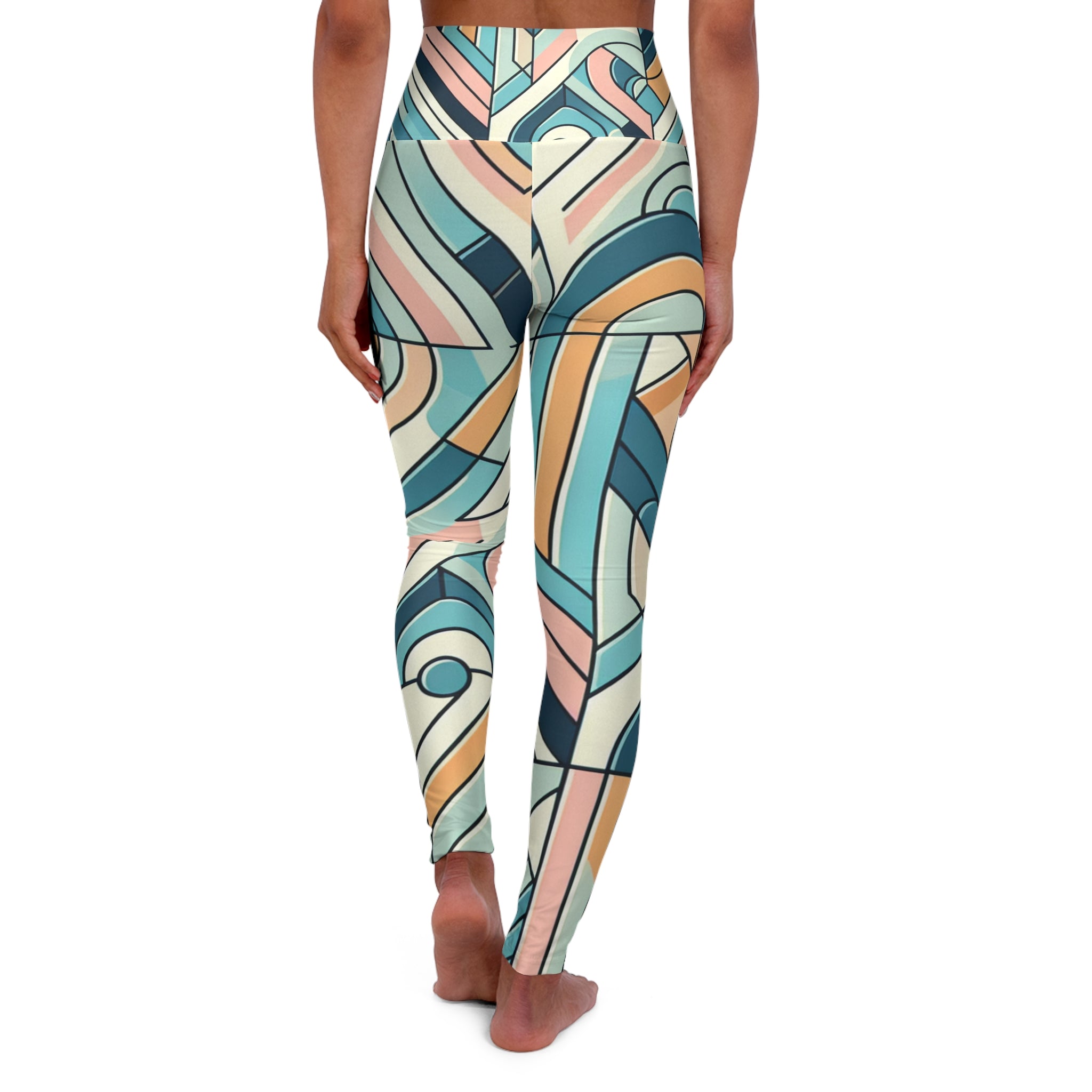Geometric Print Leggings in Soothing Pastels - Ultimate Comfort and Eye-Catching Style