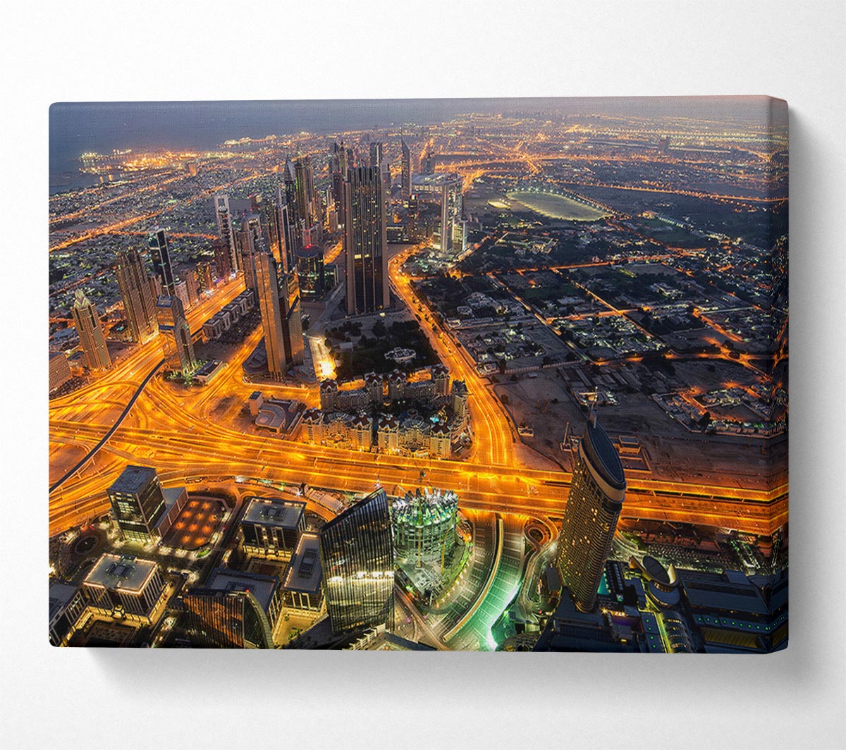 Golden Roads Through The City Canvas Wall Art