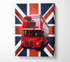 Red Bus On The British Flag Canvas Wall Art