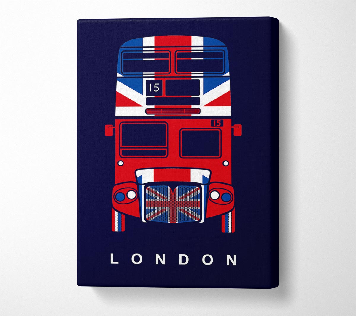 English Flag On A London Red Bus Canvas Wall Art