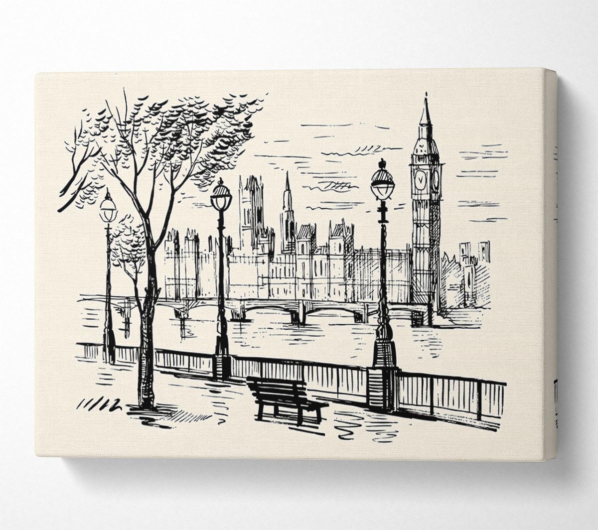 Outline Of The Houses Of Parliament Canvas Wall Art