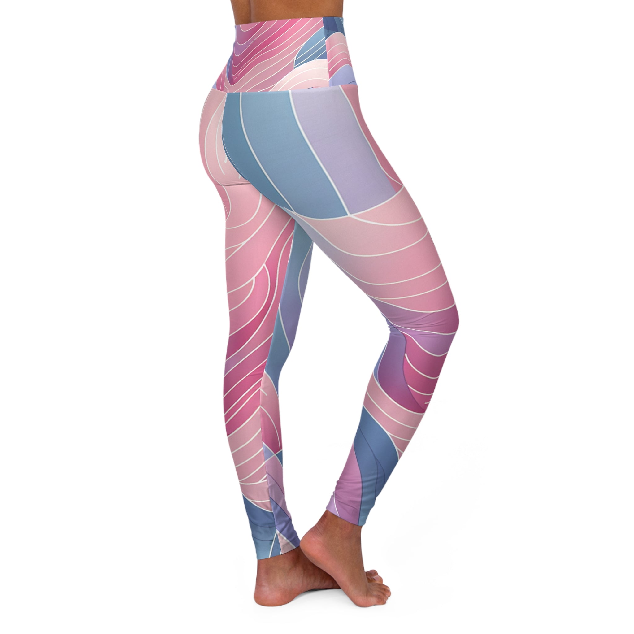 Celeste Rutherford Abstract Pastel High-Waisted Leggings - Trendy Yoga and Activewear