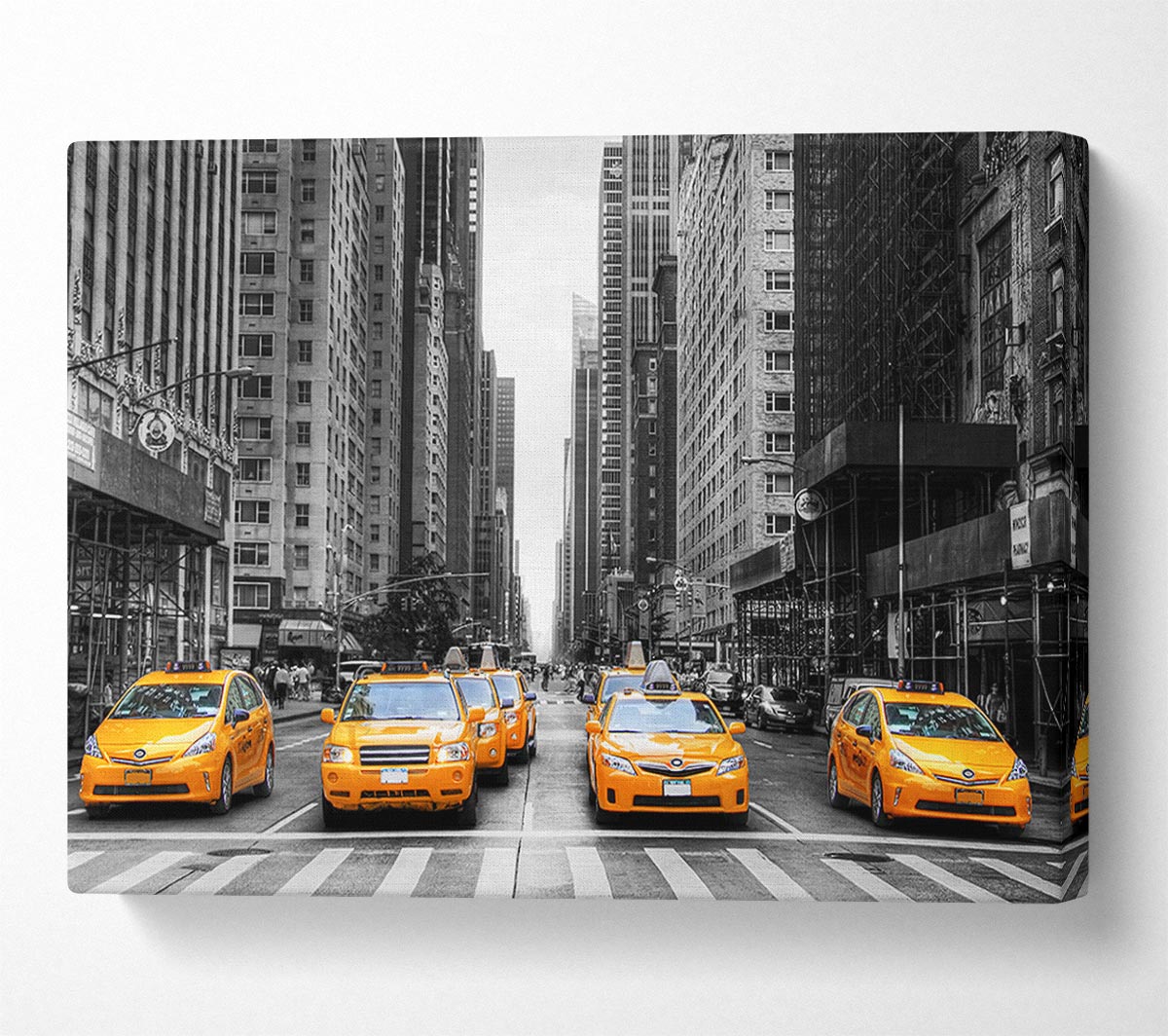 Yellow Cab Line Up Streets Canvas Wall Art
