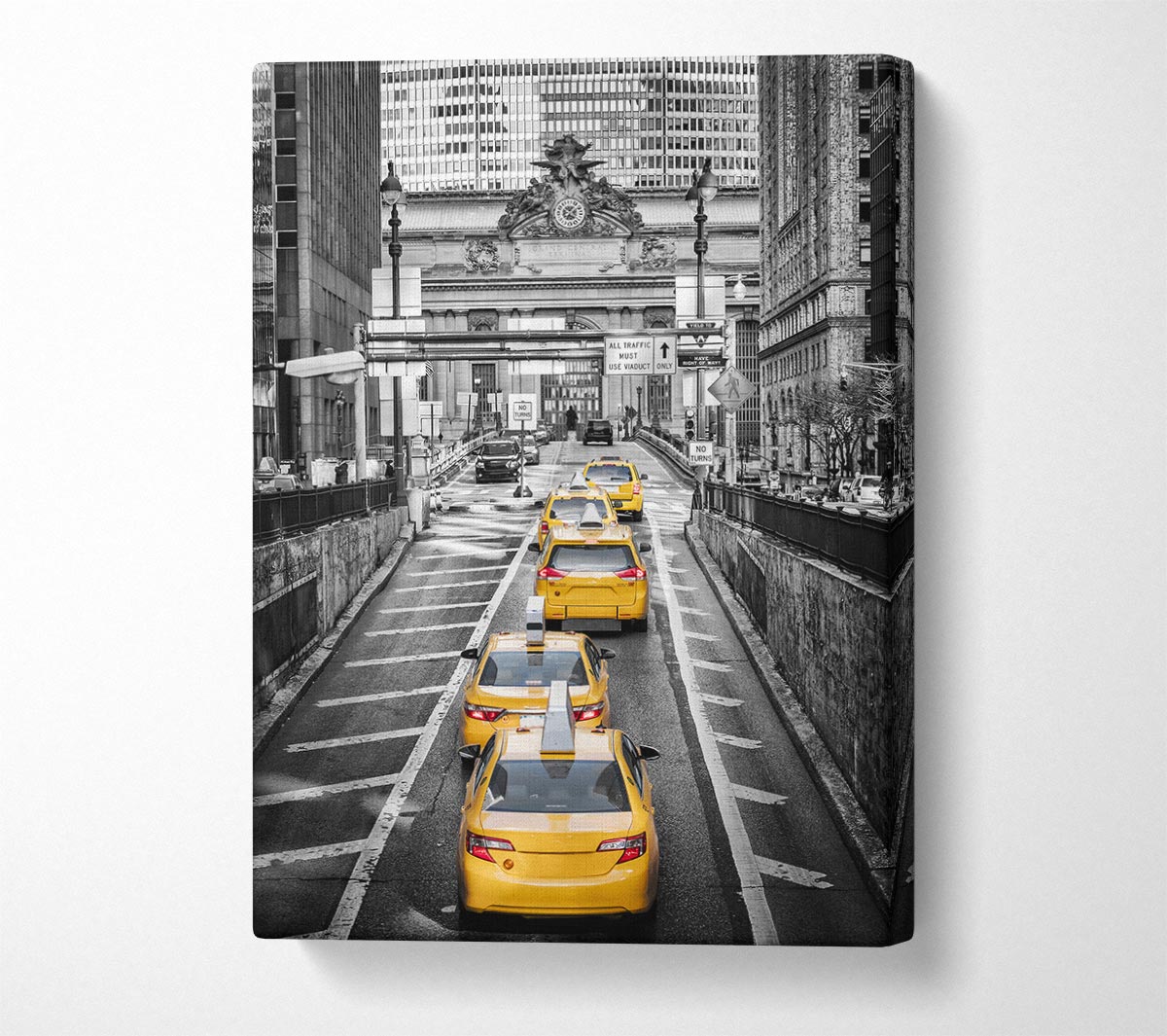 Yellow Cab Line Up Canvas Wall Art