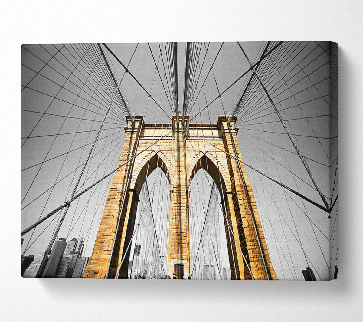 Golden Brooklyn Bridge Canvas Wall Art