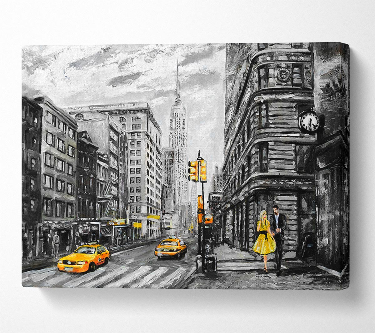 Romantic Walk In The Big Yellow City Canvas Wall Art