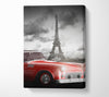 Eiffel Tower Retro Car Canvas Wall Art