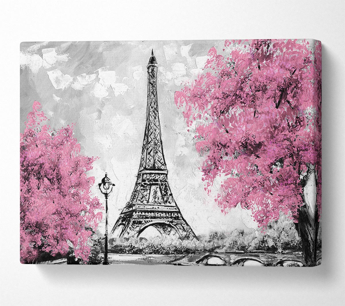 Eiffel Tower Pink trees Canvas Wall Art