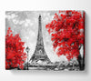 Eiffel Tower Red trees Canvas Wall Art