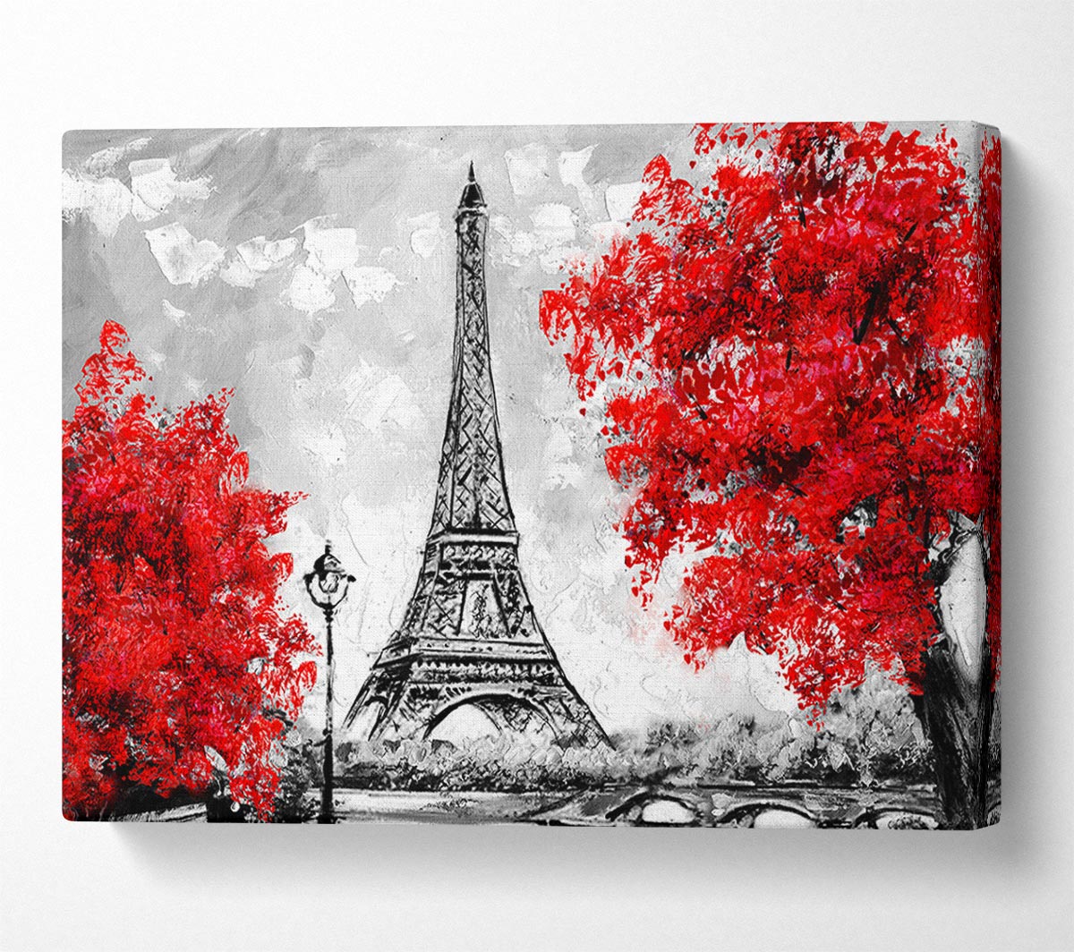Eiffel Tower Red trees Canvas Wall Art