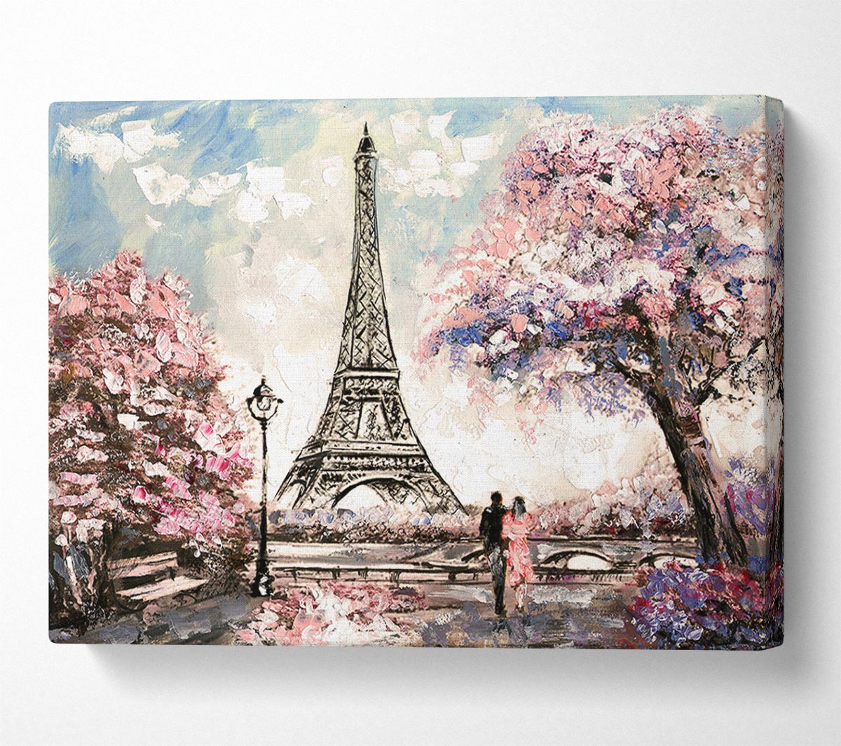 Eiffel Tower Pink Tree Canvas Wall Art