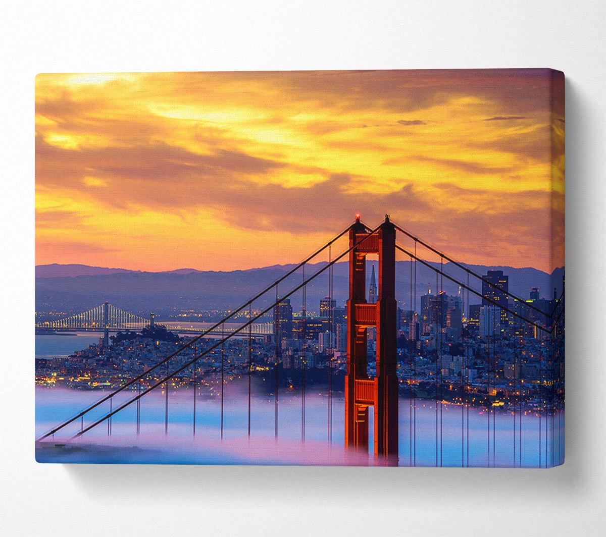 Mist Through The Golden Gate Bridge Canvas Wall Art