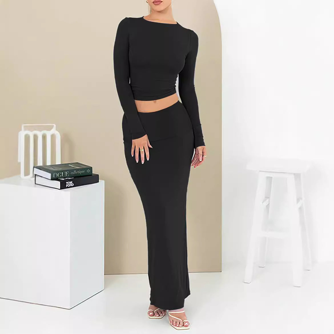 Women's Autumn Pure Color Comfort Slim Fit Two-piece Suit