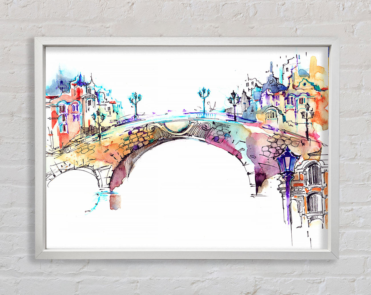 Colourful Bridge Framed Wall Art