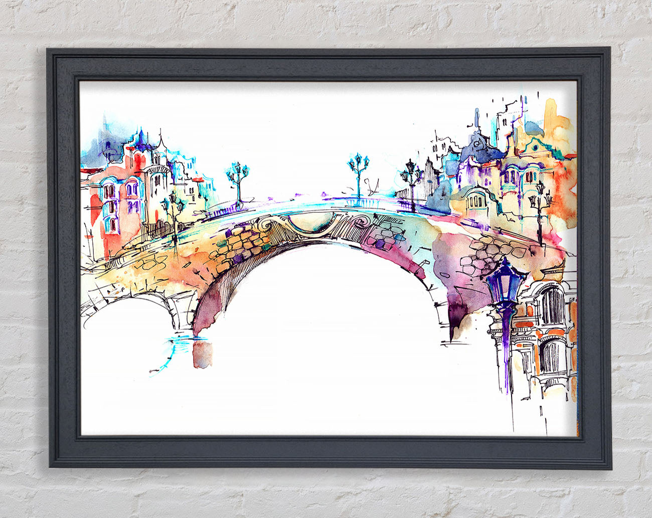Colourful Bridge Framed Wall Art