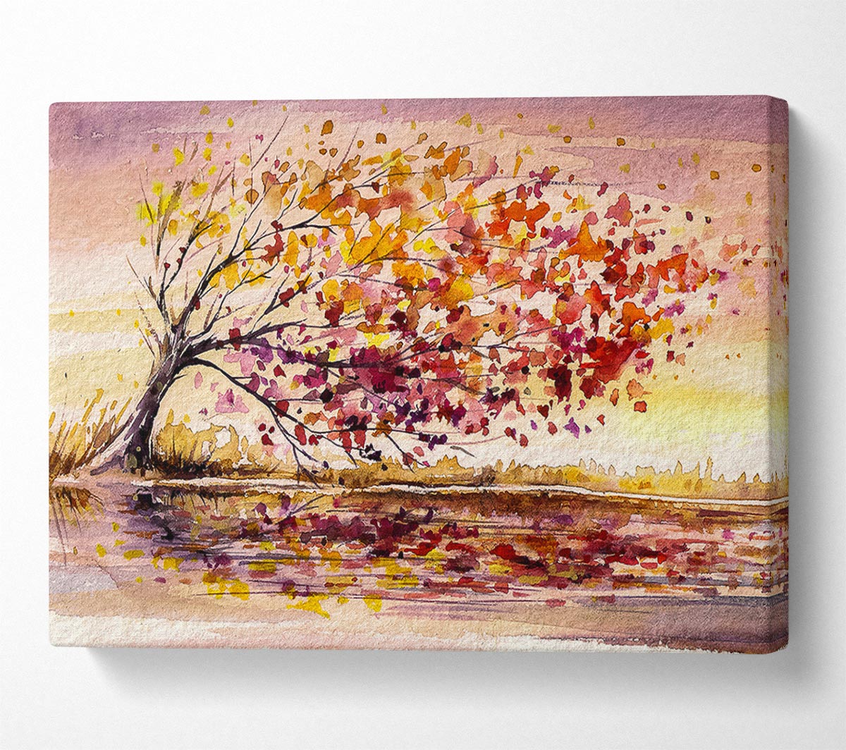 Winter Leaves Fall From The Tree Canvas Wall Art