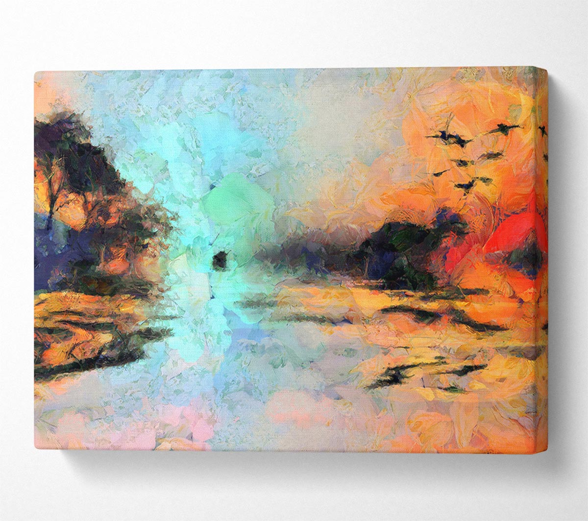 Birds At The Sunset Canvas Wall Art