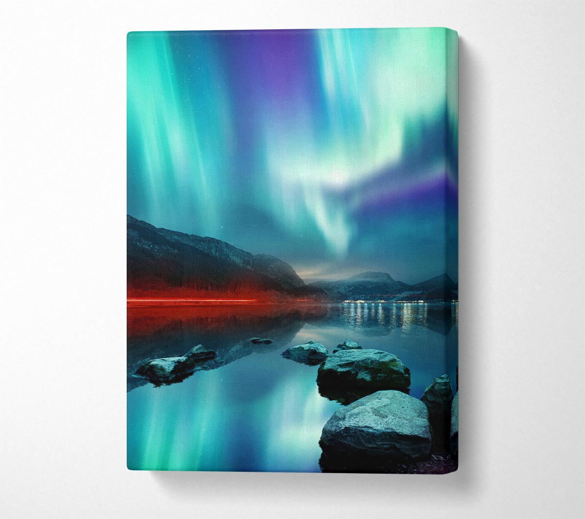 Northern Light red Beam Canvas Wall Art