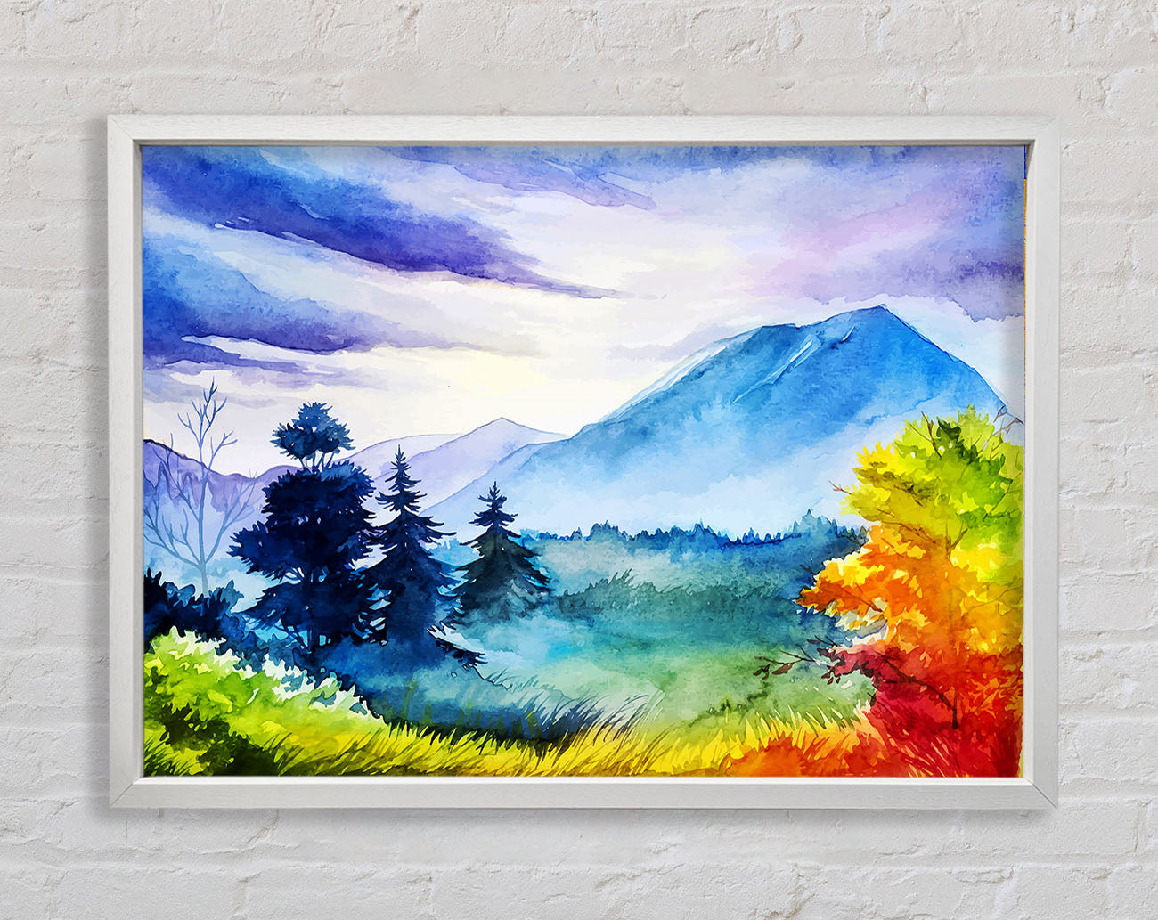 Autumn Mountain trees Framed Wall Art