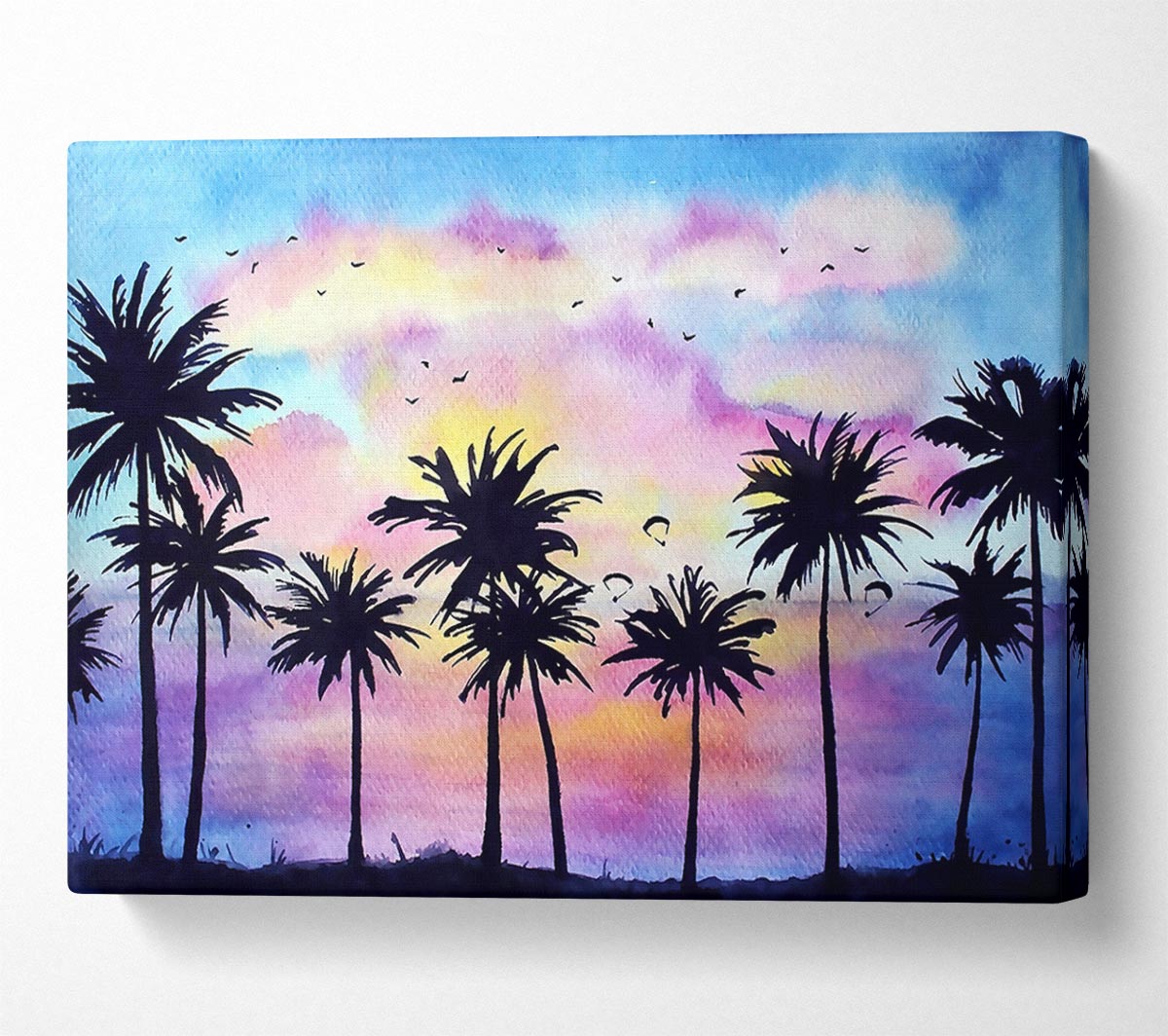 Palm Tree Birds Canvas Wall Art