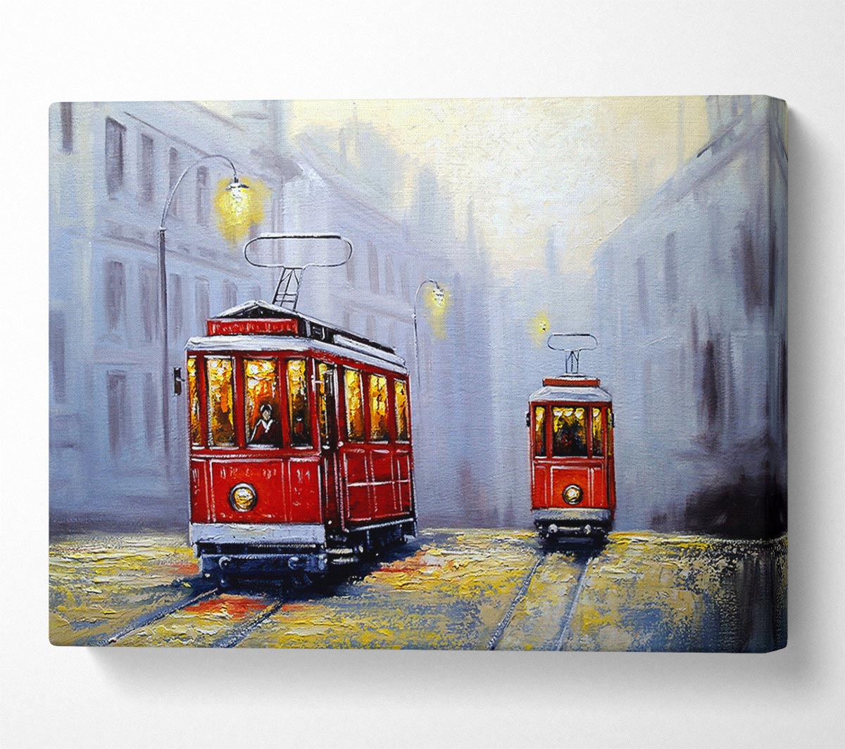 Tram City Nights Canvas Wall Art