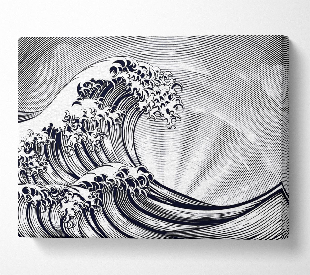 Black Wave Sun Beam Canvas Wall Art