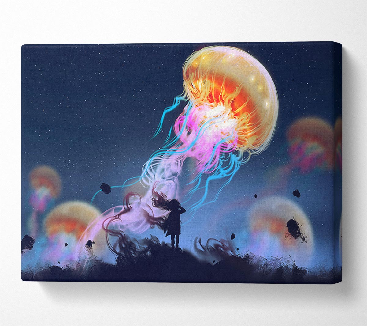 Electric Jellyfish Canvas Wall Art