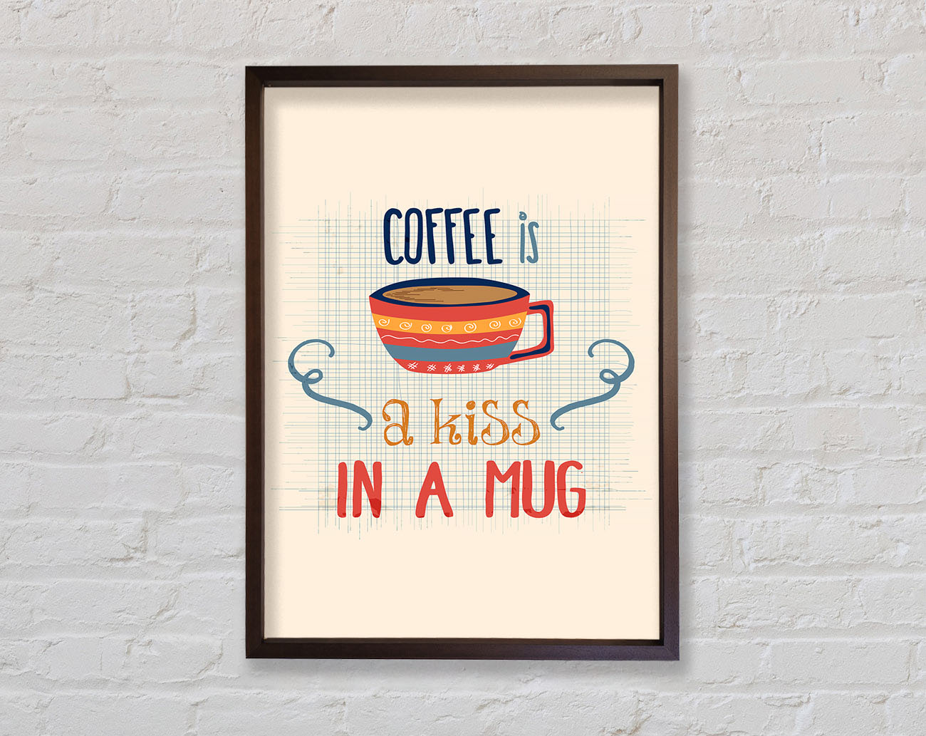 Coffee Is A Kiss In A Mug Framed Wall Art