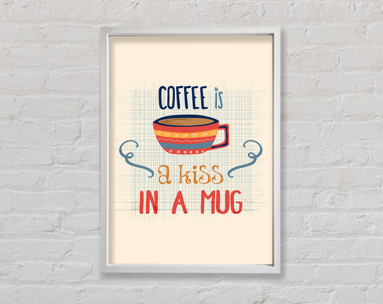 Coffee Is A Kiss In A Mug Framed Wall Art