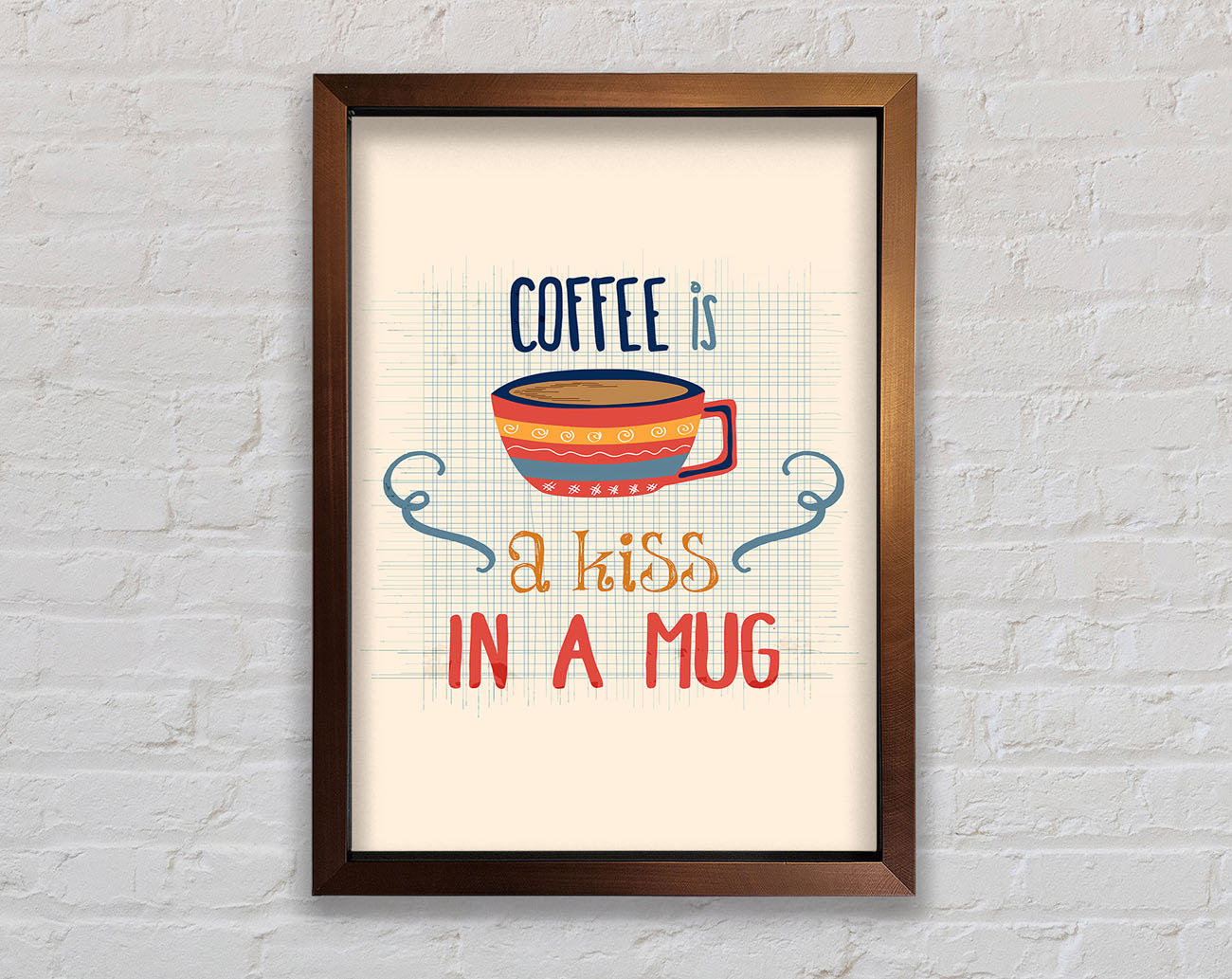 Coffee Is A Kiss In A Mug Framed Wall Art