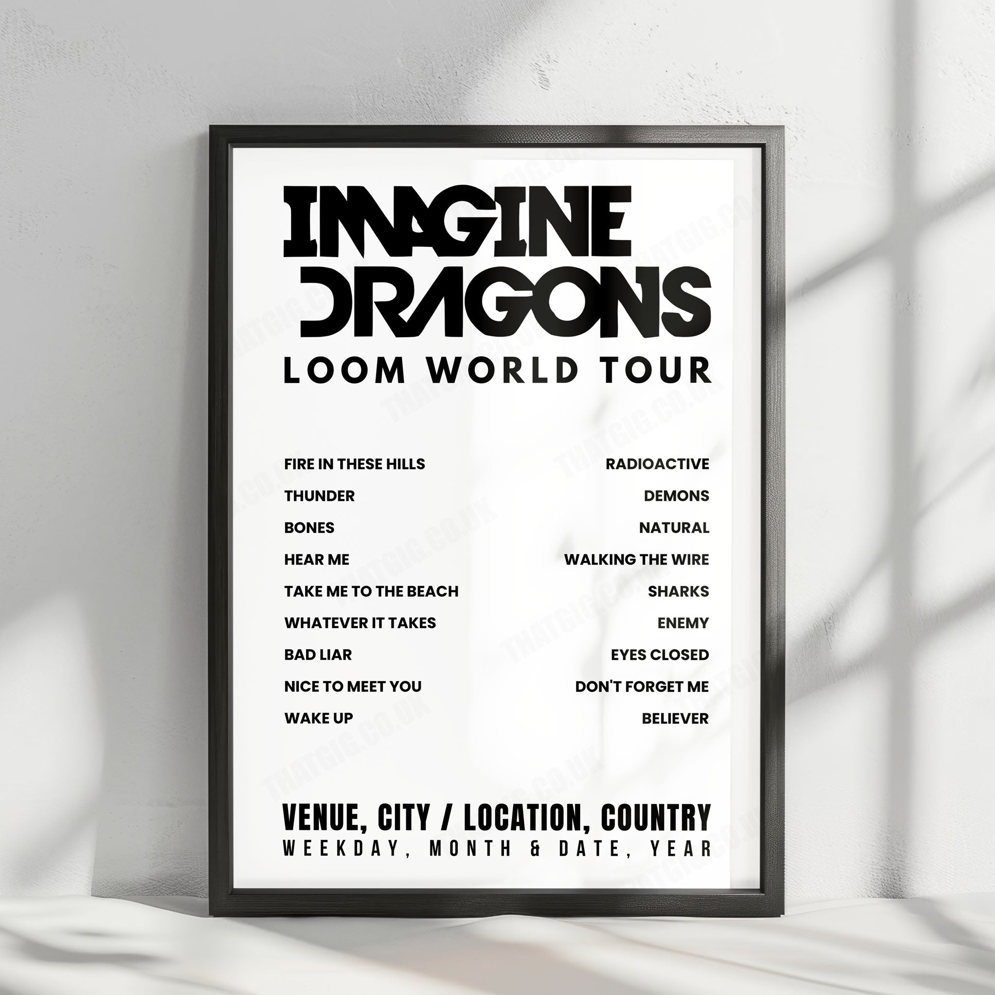 Imagine Dragons Setlist Poster - Hangzhou Olympic Sports Center Stadium, Hangzhou - April 6th, 2025