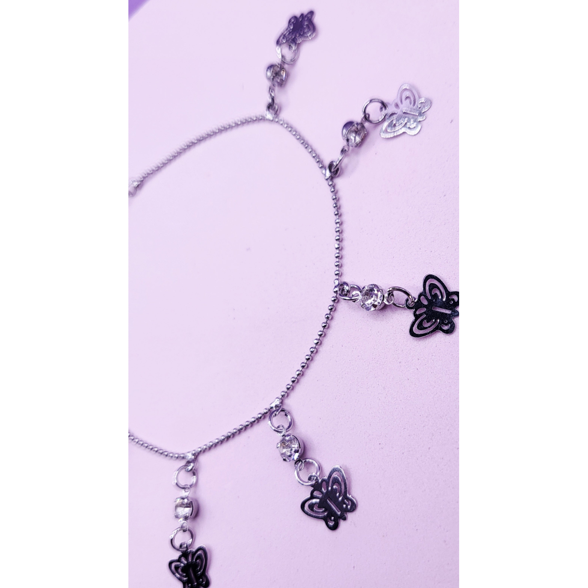 Crystal Butterfly Charm Anklet