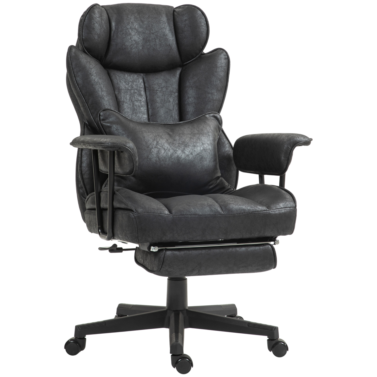 HOMCOM Office Chair, Ergonomic Desk Chair with Foot Rest, Black