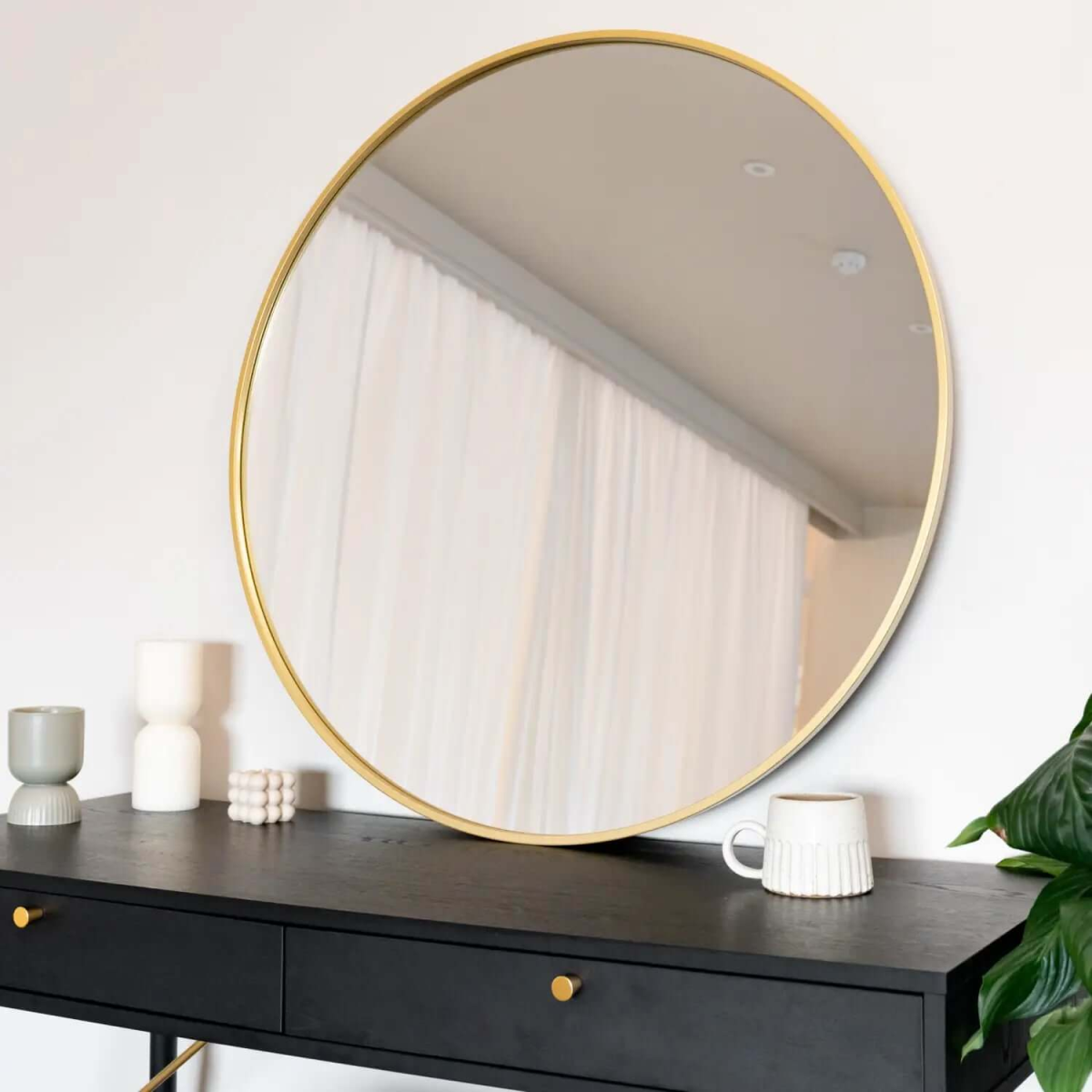 Rei - Large Round Gold Metal Circle Mirror - 90cm x 90cm