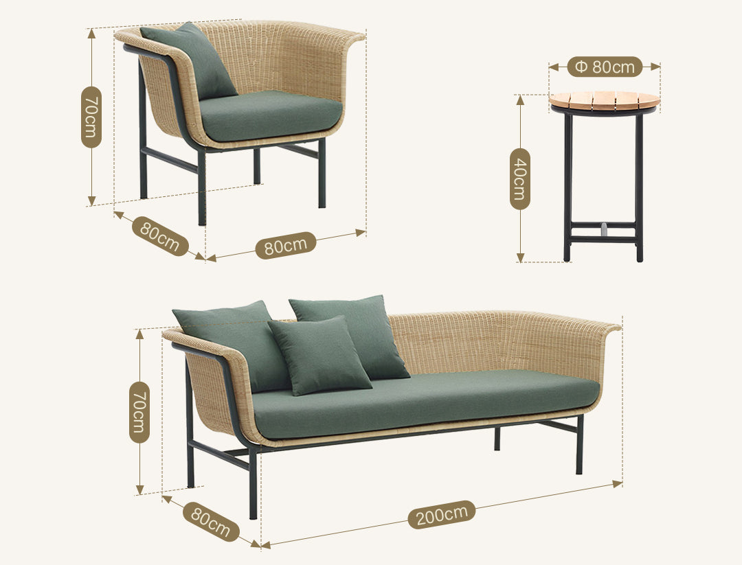Budron Rattan Single Sofa, Two Seater, Indoor/ Outdoor Furniture