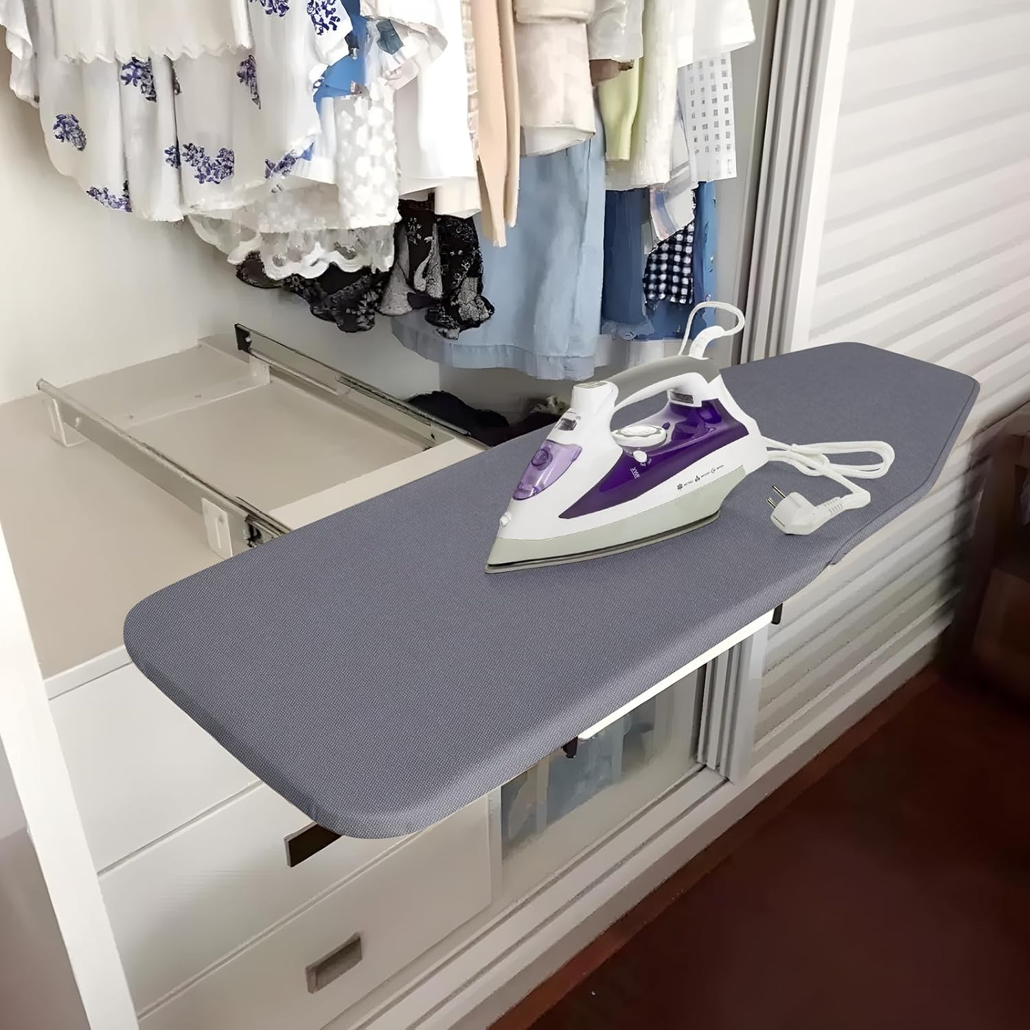 Folding Ironing Board 180 Rotatable Pull Out Space Saving 82x30cm Nisorpa