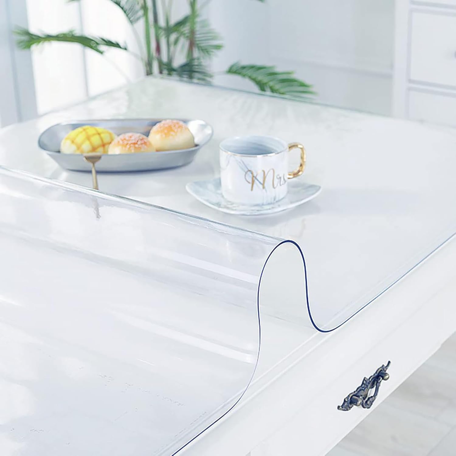 Clear PVC Table Cover Protector 100x200cm Waterproof 2mm Thick Easy Cut Nisorpa