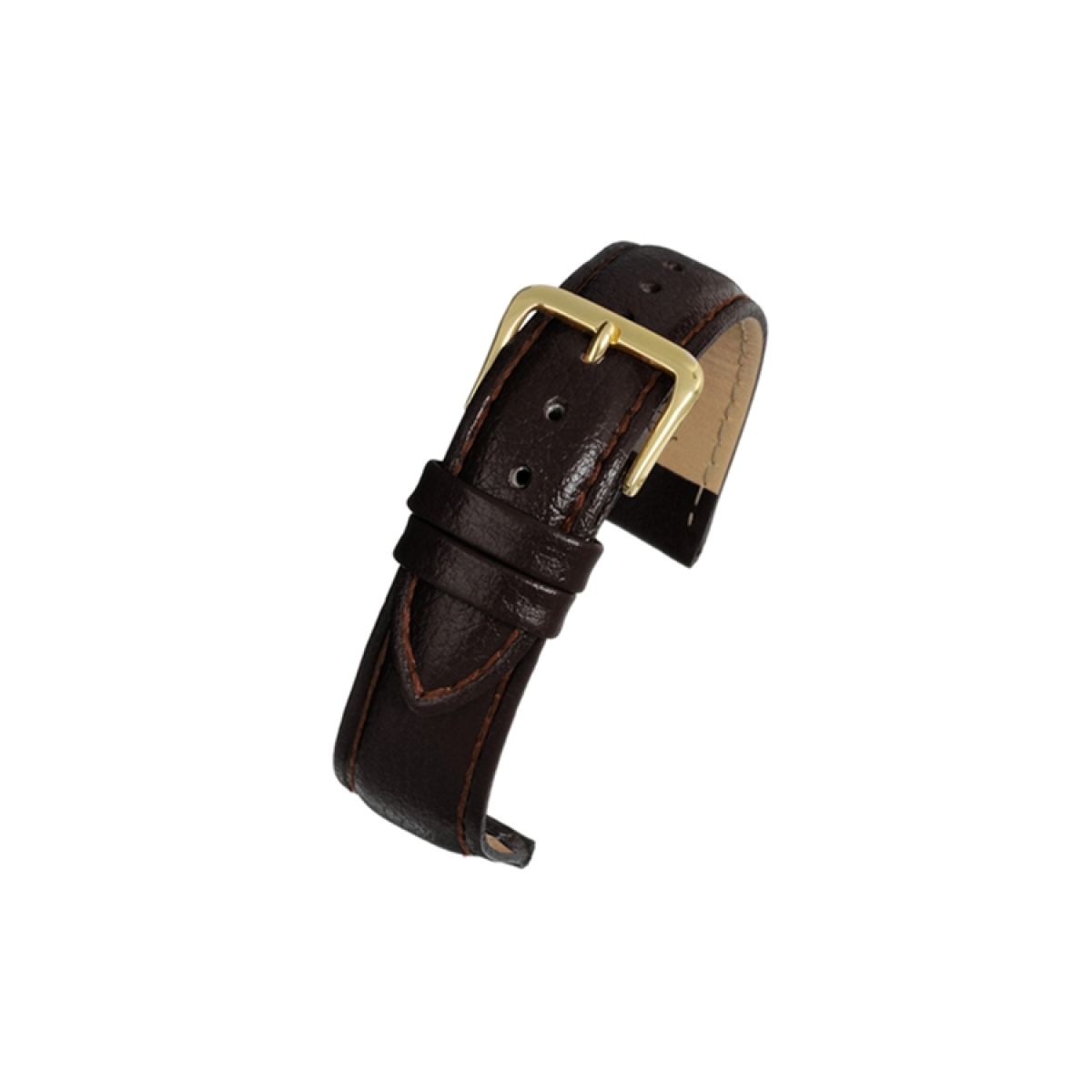 Dark Brown Padded Buffalo Grain Leather Watch Strap 24mm