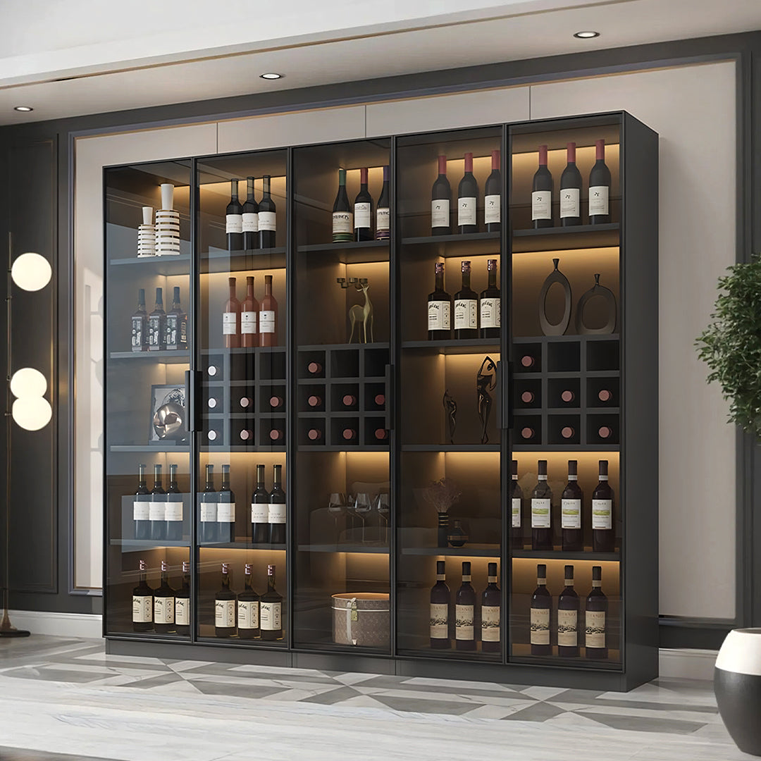 Hampshire I Wine Cabinet, Wine Storage With Glass Doors & Lights