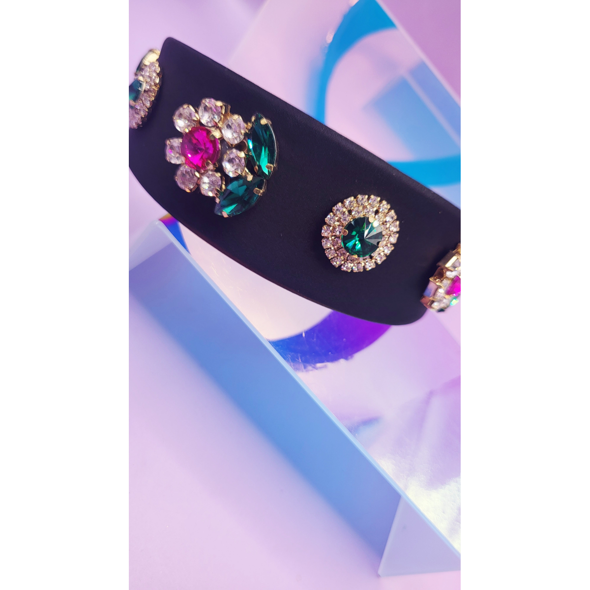 Black Flower Crystal Hair band
