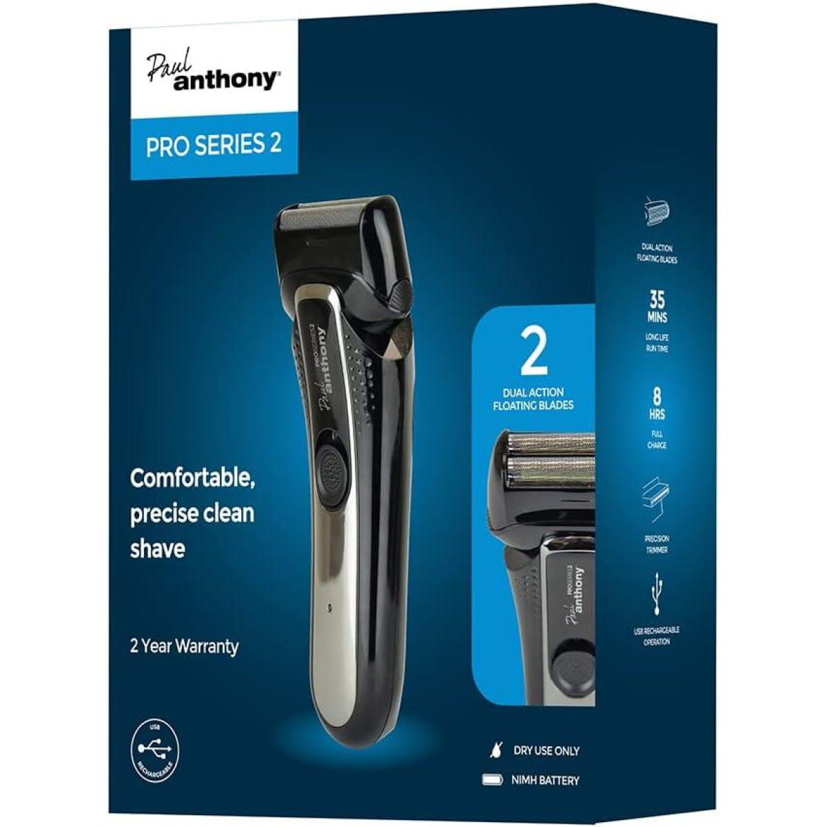 Paul Anthony 'Pro Series 2' Mens USB Foil Shaver