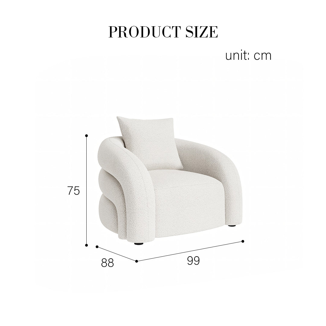 Sadiq Armchair With Cushion, White Boucle