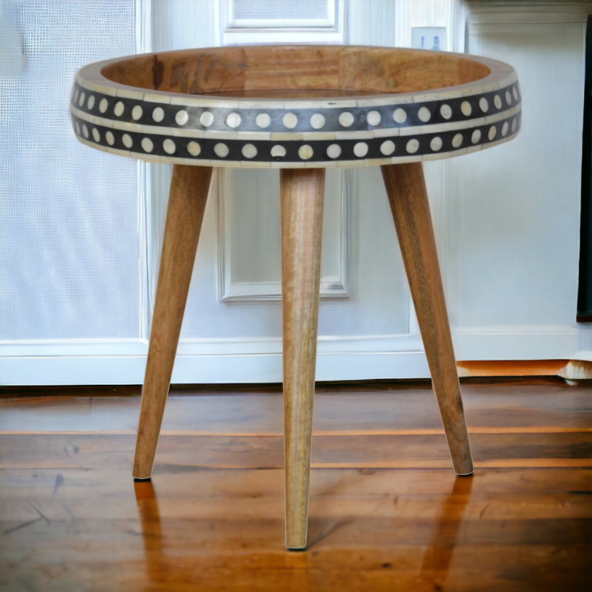 Artisan Furniture Solid Mango Wood Small Dotted End Table