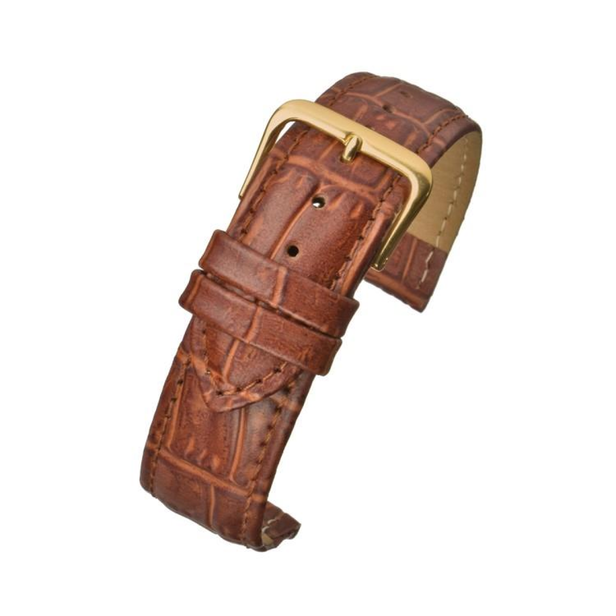 Tan Padded Crocodile Grain Watch Strap 14mm