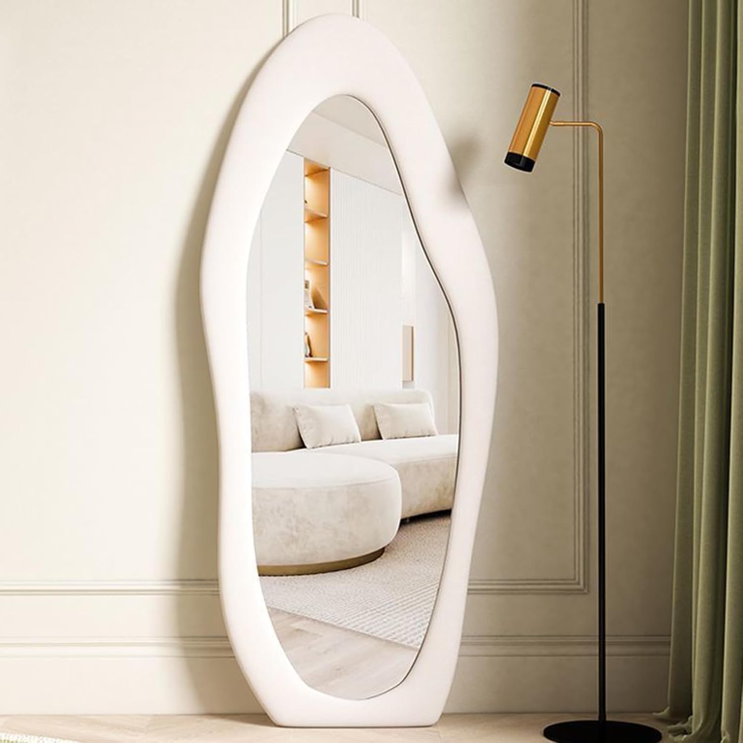 Asymmetrical Wavy Full Length Mirror 168x68cm Arch Floor Standing CEIEVER